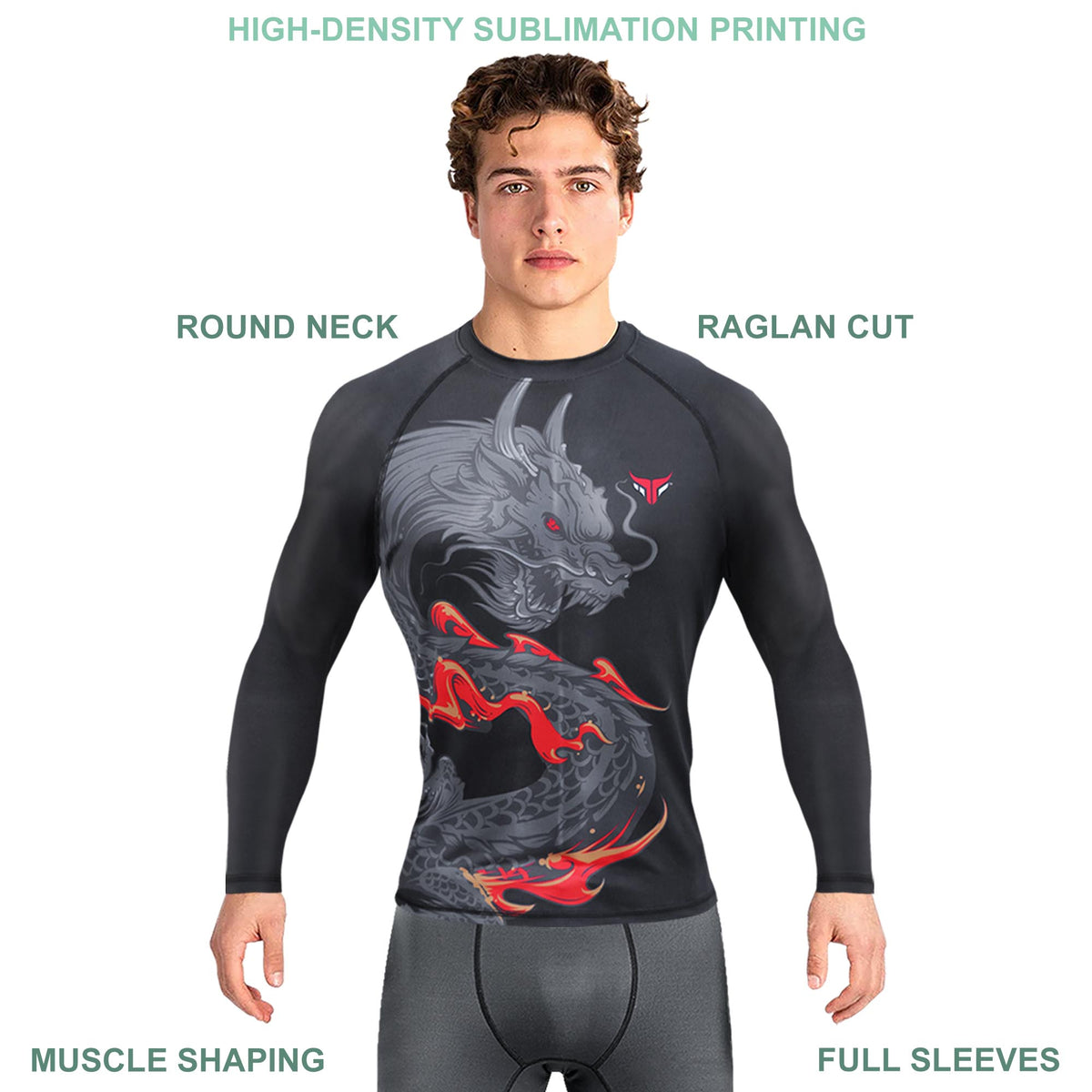 MMA Rash Guard Dragon - Haut d'entraînement de compression pour homme