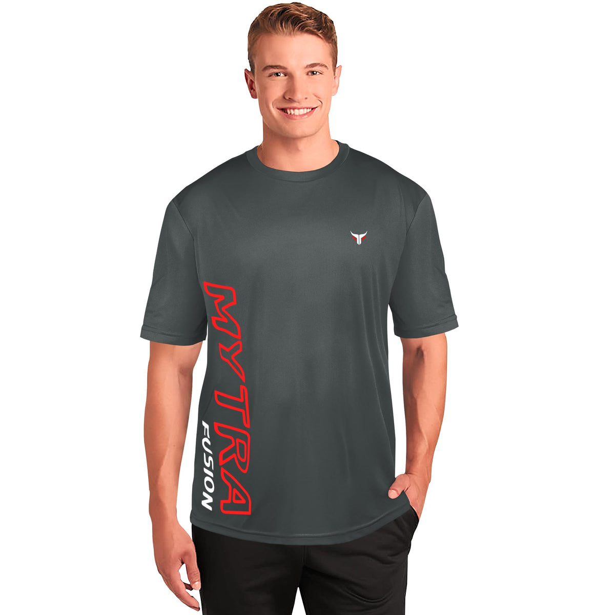  Gym t-shirt mytra fusion grey color front 1