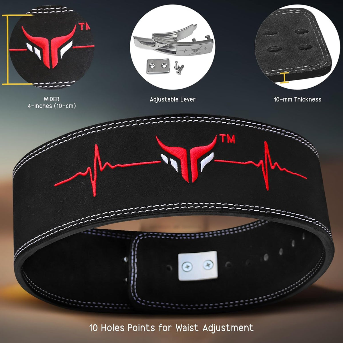 Ceinture d'haltérophilie en cuir MH-40 avec boucle à levier pour salle de sport et fitness