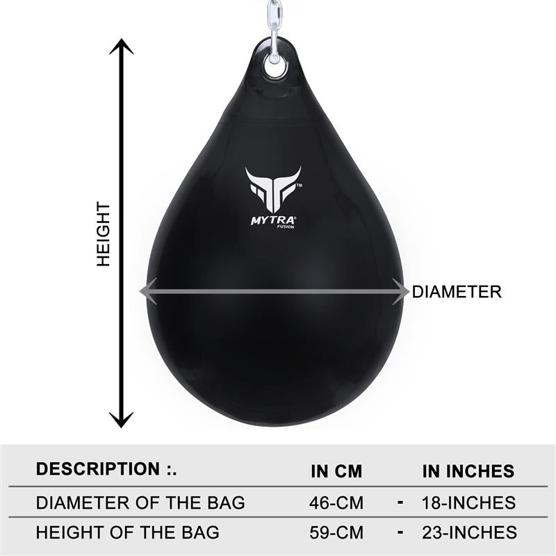 Mytra Fusion Training Bag 18" Tear Drop Punching Bag Water Filled Heavy Bag for Boxing, MMA & Fitness
