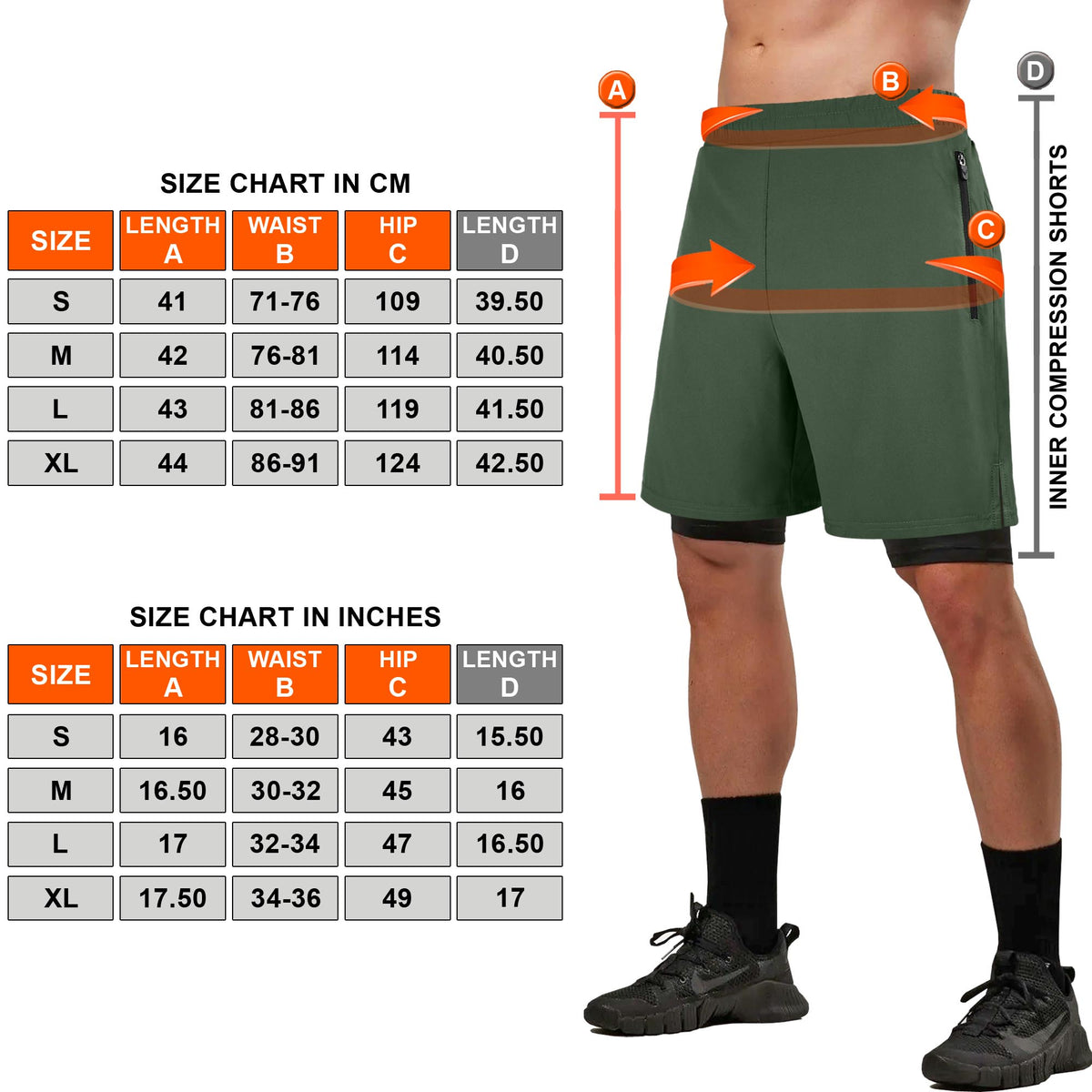 Mytra Fusion Men Running Gym Shorts 2-in-1 - Quick Dry Workout Fitness Training Short