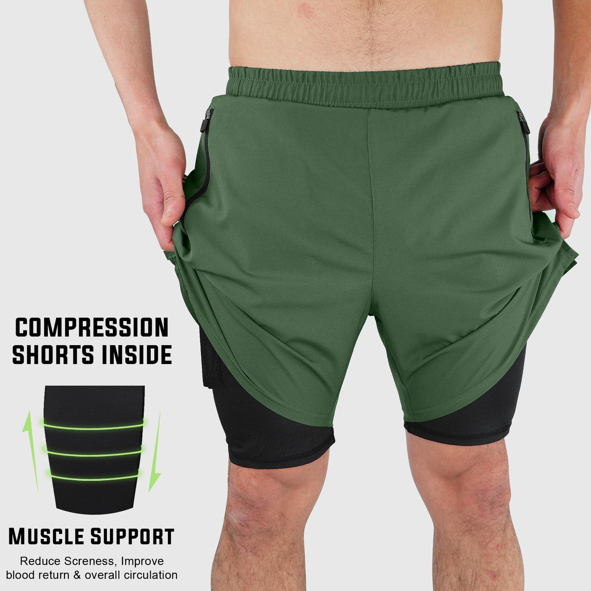 Mytra Fusion Men Running Gym Shorts 2-in-1 - Quick Dry Workout Fitness Training Short
