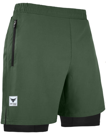 Short de sport 2 en 1 pour homme - Séchage rapide - Pour entraînement et fitness