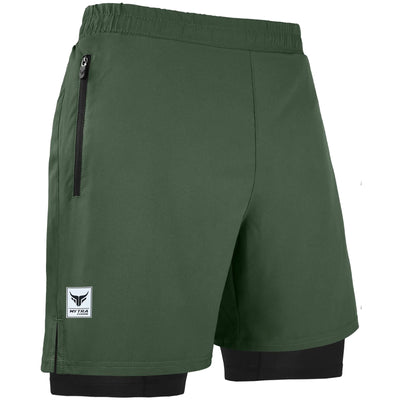 Short de sport 2 en 1 pour homme - Séchage rapide - Pour entraînement et fitness