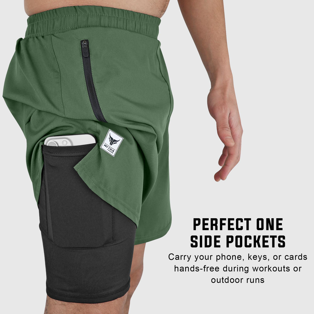Mytra Fusion Men Running Gym Shorts 2-in-1 - Quick Dry Workout Fitness Training Short
