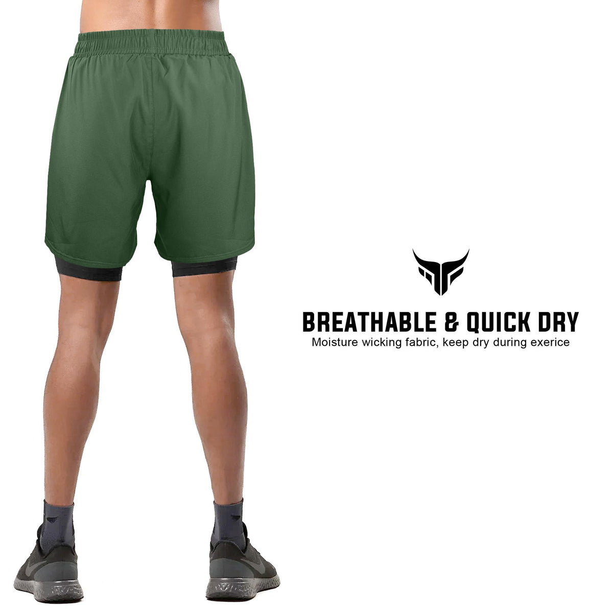 Mytra Fusion Men Running Gym Shorts 2-in-1 - Quick Dry Workout Fitness Training Short
