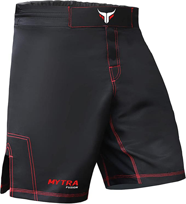 Mytra Fusion MMA Shorts Kickboxing Muay Thai Mix Martial Arts Cage Fighting Grappling Training Gym wear Clothing Shorts Trunks Black
