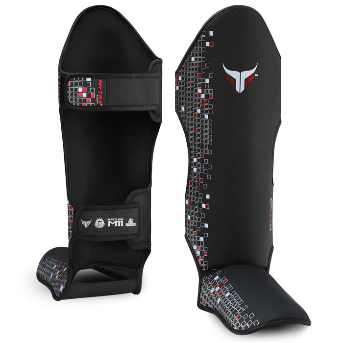 Mytra Fusion Shin Guards MMA, Muay Thai Shin Guards – Shin Instep Protection for Kickboxing, Training, BJJ, Sparring, Boxing Gear and Martial Arts