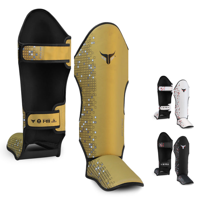 Mytra Fusion Shin Guards MMA, Muay Thai Shin Guards – Shin Instep Protection for Kickboxing, Training, BJJ, Sparring, Boxing Gear and Martial Arts