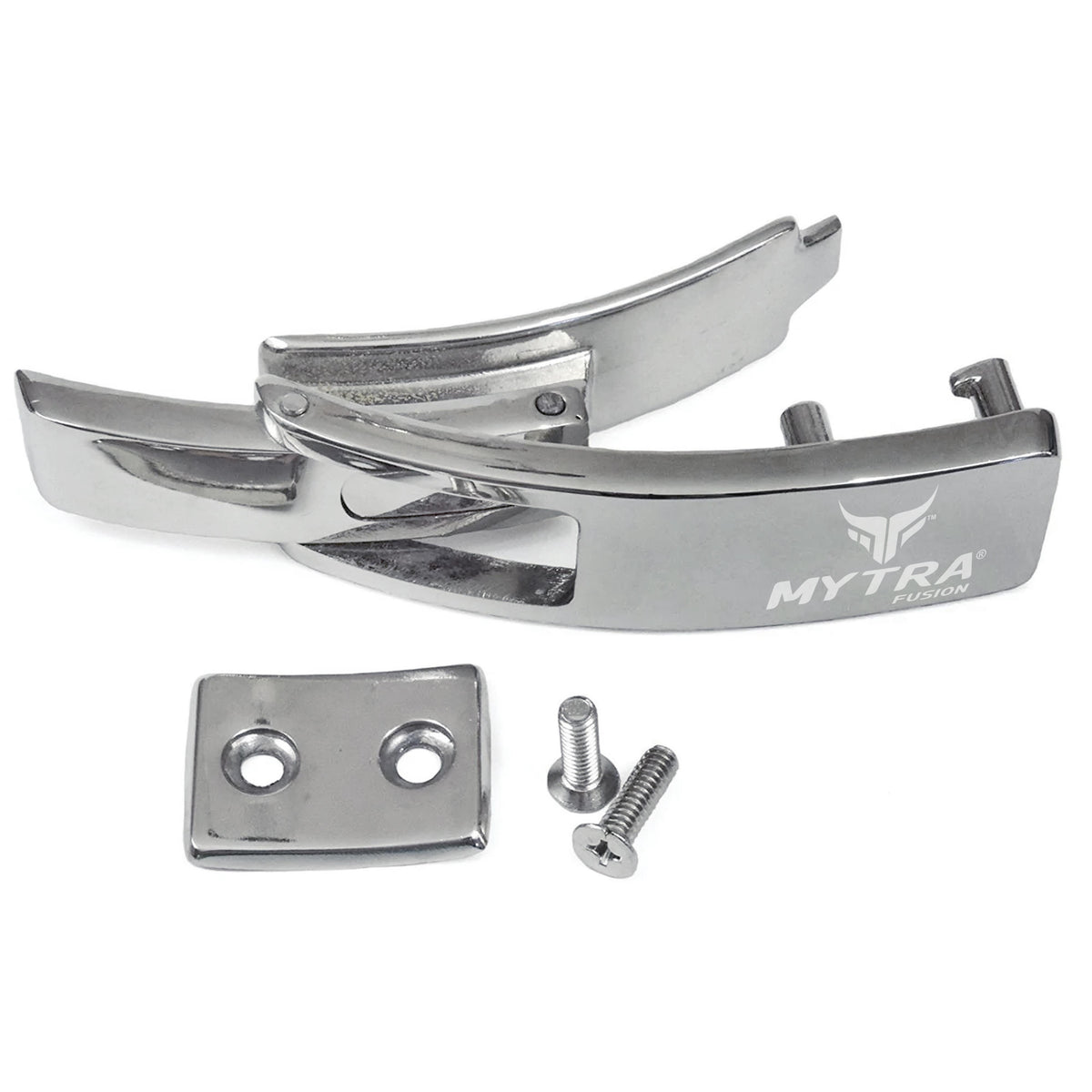 Mytra Fusion Buckle Replacement with Screws for Powerlifting Belt, Silver & Black