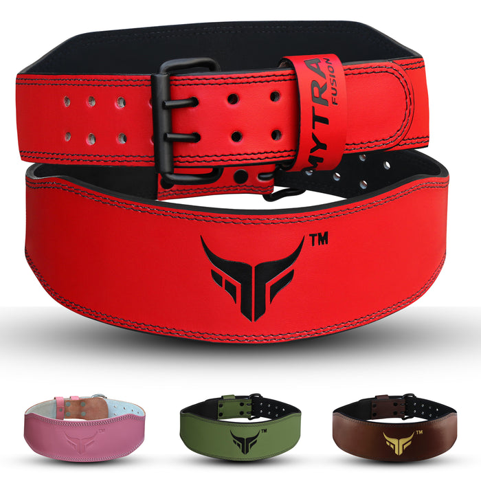 Mytra Fusion 4 inch Leather Weightlifting Belt Back Support Fitness Training Pink Belt